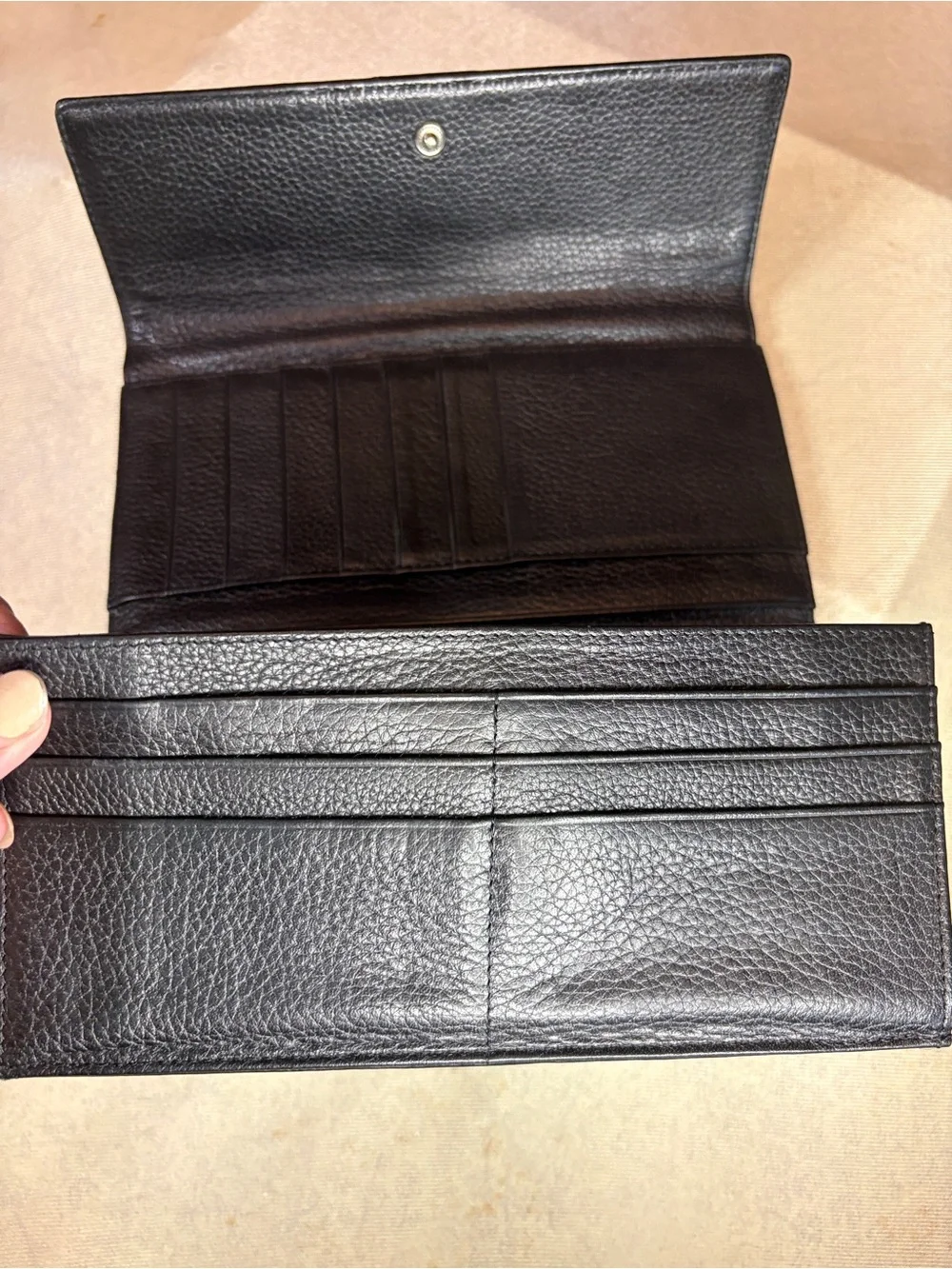 Via Spiga Black Leather Studded Clutch Wallet